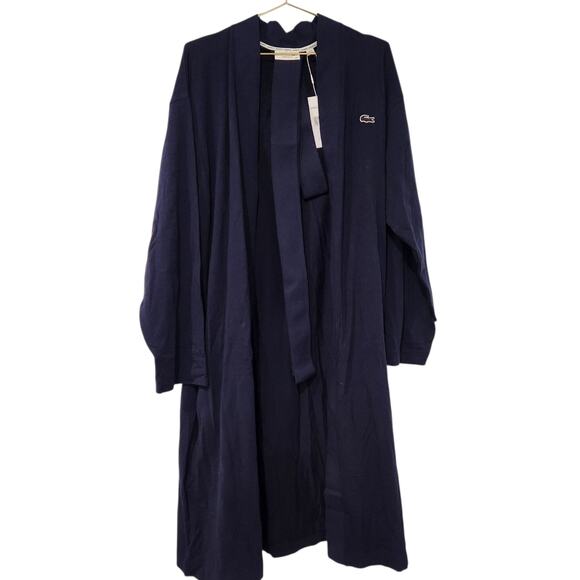 Lacoste unisex cotton belted navy blue robe size M/L - Picture 1 of 6